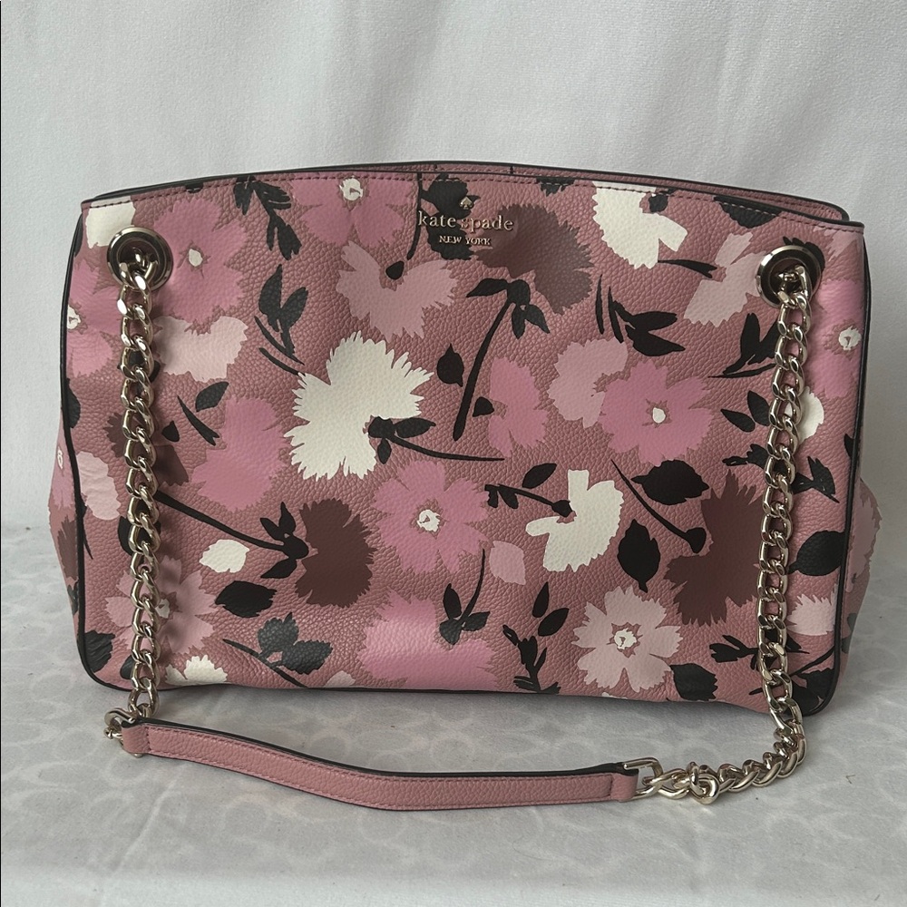 Kate Spade NY Briar Lane Gala Pink/Cream Floral Leather Shoulder Bag Purse 🌸🌸